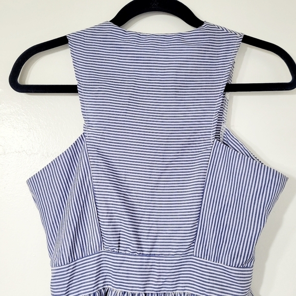 Zara Blue and White Pinstripe Sleeveless Midi Dress Size M - Picture 5 of 7